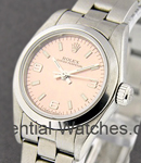 Oyster Perpetual No Date Lady's with Steel Smooth Bezel on Oyster Bracelet with Salmon Arabic Dial