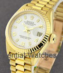 President in Yellow Gold with Fluted Bezel on Yellow Gold President Bracelet with White Arabic Dial