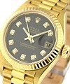 President in Yellow Gold with Fluted Bezel on Yellow Gold President Bracelet with Black Diamond Dial