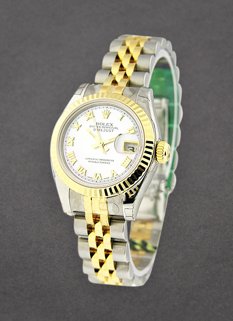 Rolex Unworn Datejust 26mm Ladies in Steel with Yellow Gold Fluted Bezel