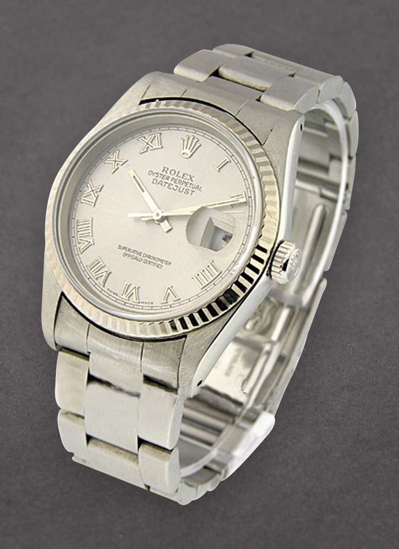 Pre-Owned Rolex Men's Datejust 36mm in Steel with White Gold Fluted Bezel