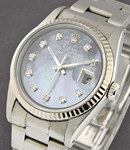 Men's Datejust 36mm with White Gold Fluted Bezel on Oyster Bracelet Black MOP Diamond Dial