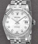 Datejust 31mm Midsize in Steel with Fluted Bezel on Steel Jubilee Bracelet with Silver Jubilee Diamond Dial