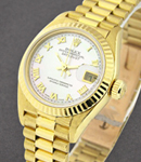 President in Yellow GoldPresident in Yellow Gold with Fluted Bezel on Yellow Gold President Bracelet with White MOP Roman Dial