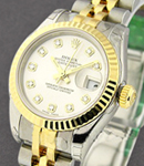 26mm Ladies Datejust in Steel with Yellow Gold Fluted Bezel on Yellow Gold and Steel Jubilee Bracelet with Silver Diamond Dial
