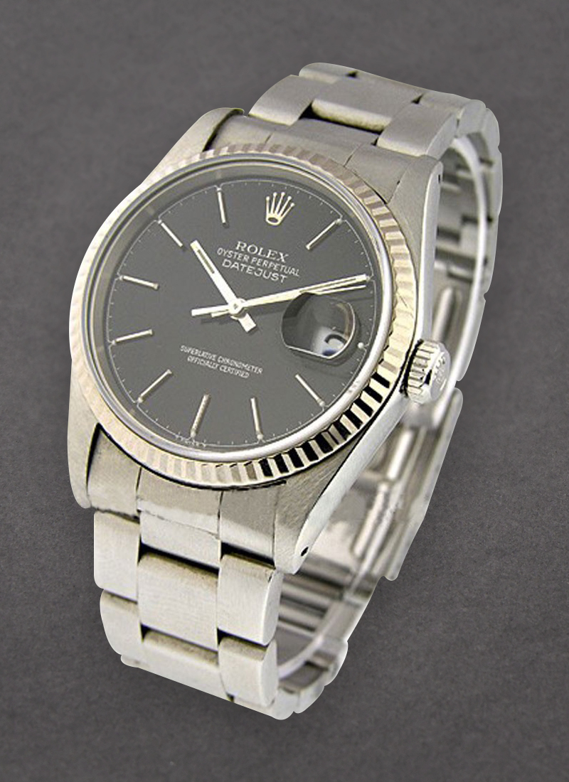 Pre-Owned Rolex Men's Datejust 36mm in Steel with White Gold Fluted Bezel