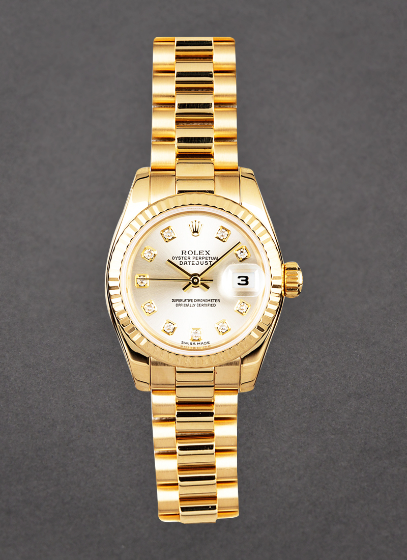 Pre-Owned Rolex Ladies Datejust 26mm in Yellow Gold with Fluted Bezel