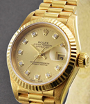 President in Yellow Gold with Fluted Bezel on Yellow Gold President Bracelet with Champagne Diamond Dial