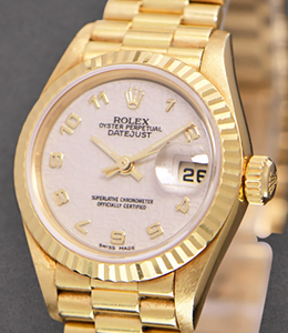 President in Yellow Gold with Fluted Bezel on Yellow Gold President Bracelet with Ivory Jubilee Arabic Dial