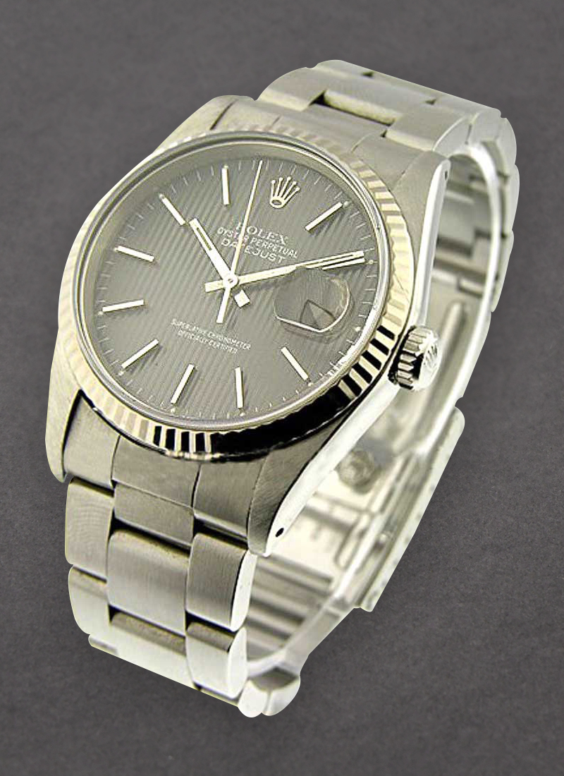 Pre-Owned Rolex Men's Datejust 36mm in Steel with White Gold Fluted Bezel