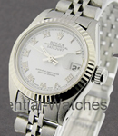 Lady's Datejust in Steel with Fluted Bezel on Steel Jubilee Bracelet with Silver Roman Dial