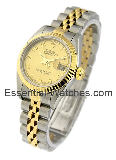Pre-Owned Rolex Lady's 2-Tone Datejust in Steel and Yellow Gold Fluted Bezel