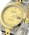 Lady's 2-Tone Datejust in Steel and Yellow Gold Fluted Bezel on Steel and Yellow Gold Jubilee Bracelet with Champagne Arabic Dial