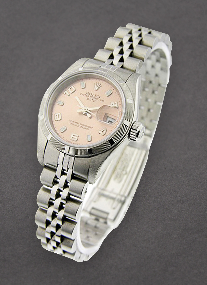 Pre-Owned Rolex Lady's Date 26mm in Steel with Engine Turn Bezel