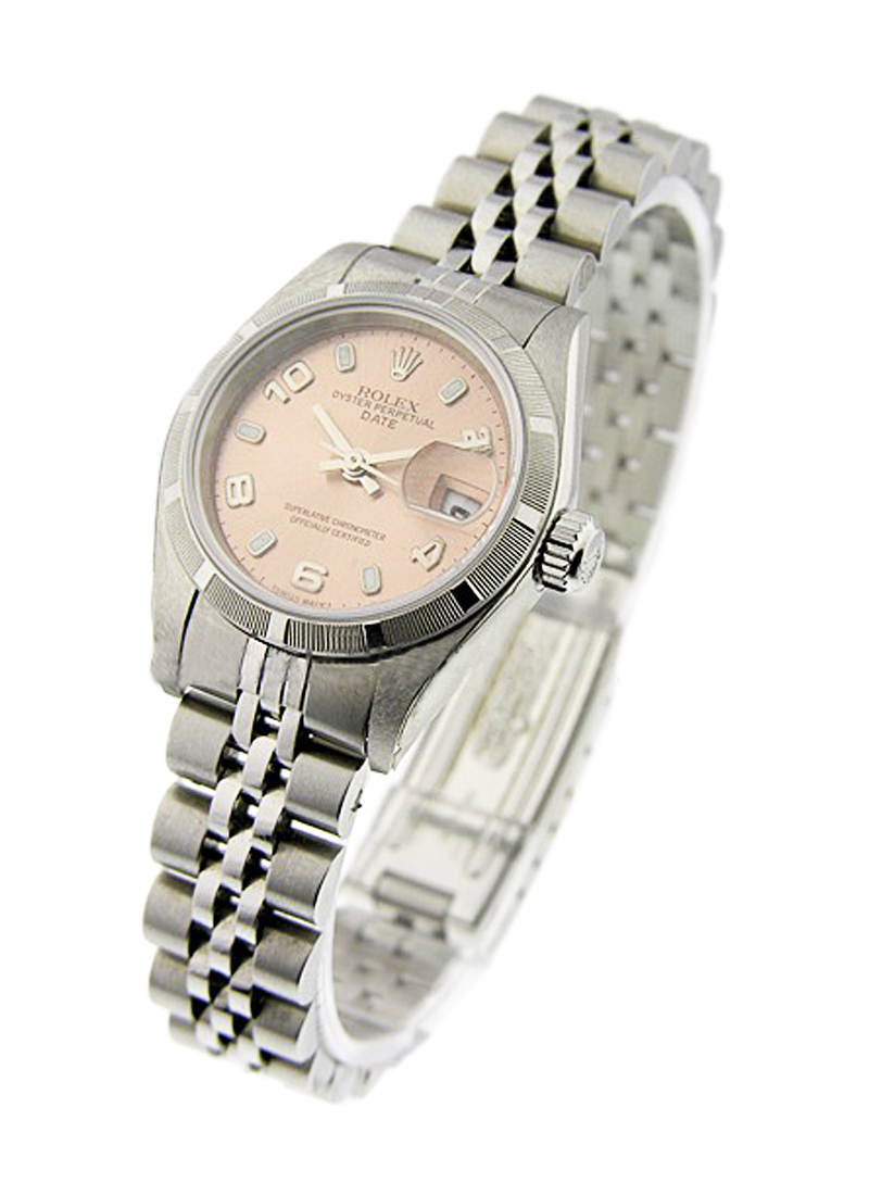 Pre-Owned Rolex Lady's Date 26mm in Steel with Engine Turn Bezel