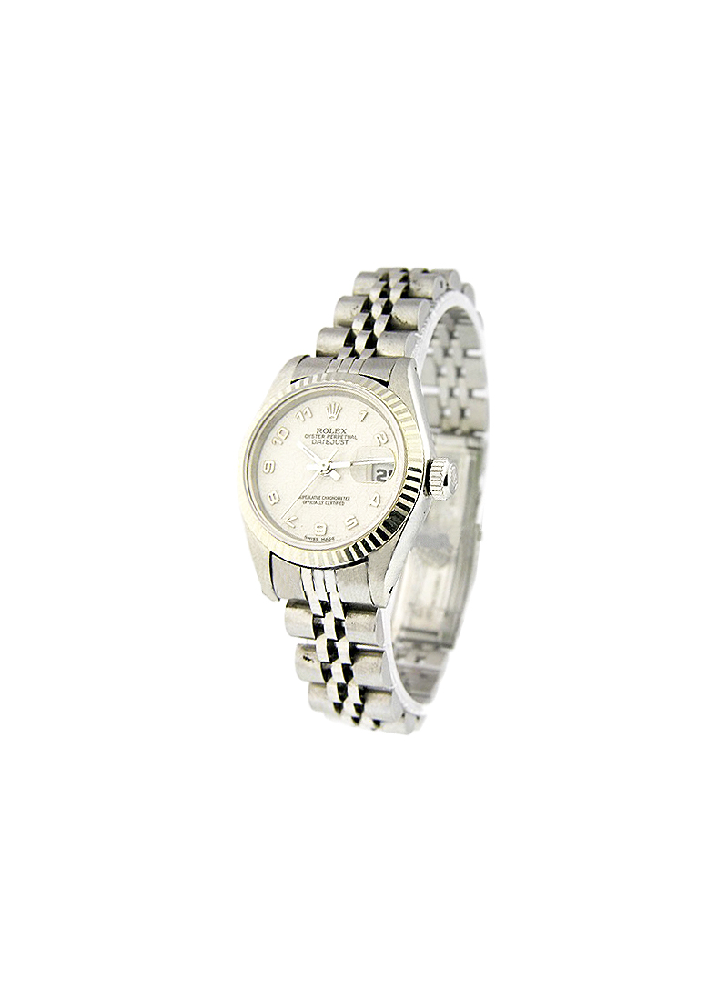 Pre-Owned Rolex Lady'sDatejust in Steel with White Gold Fluted Bezel