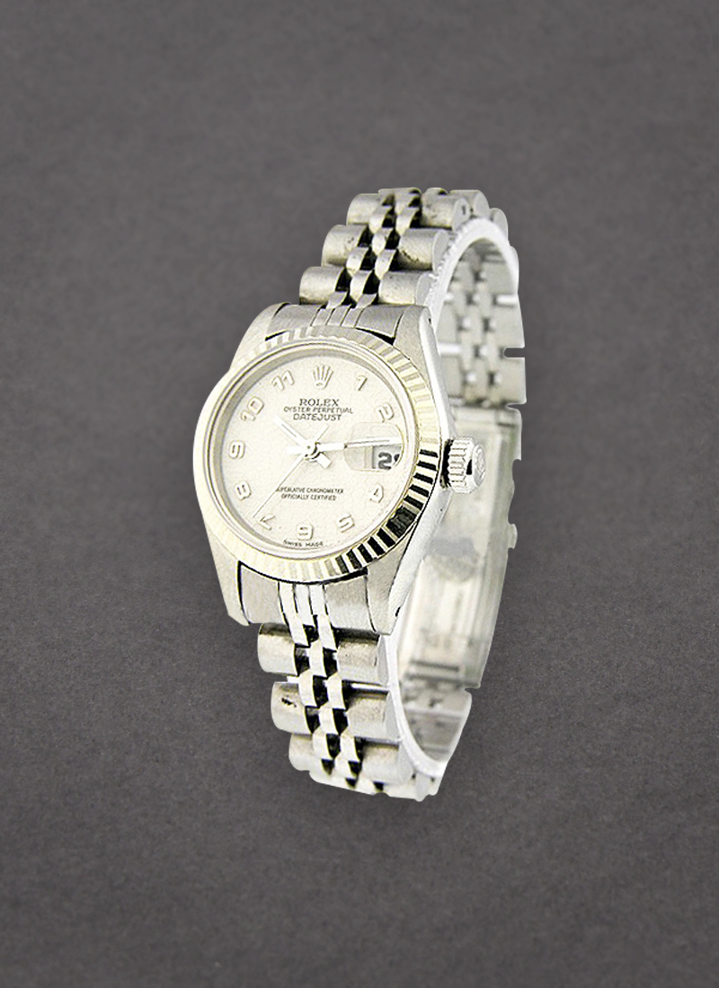 Pre-Owned Rolex Lady'sDatejust in Steel with White Gold Fluted Bezel