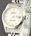 Lady'sDatejust in Steel with White Gold Fluted Bezel on Steel Jubilee Bracelet with Ivory Arabic Dial