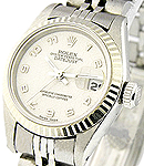 Lady'sDatejust in Steel with White Gold Fluted Bezel on Steel Jubilee Bracelet with Ivory Arabic Dial