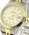 Lady's 2-Tone Datejust in Steel with Yellow Gold Fluted Bezel on Steel and Yellow Gold Jubilee Bracelet with Cream Jubilee Stick Dial