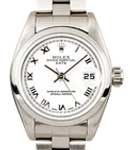 Date Oyster Perpetual 26mm in Steel with Smooth Bezel on Steel Oyster Bracelet with White Roman Dial