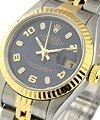 Lady's 2-Tone Datejust in Steel with Yellow Gold Fluted Bezel on Steel and Yellow Gold Jubilee Bracelet with Blue Arabic Dial