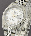 Lady's Datejust  26mm - Engine Turn Bezel on Jubilee Bracelet with White Roman Dial