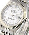 Lady's Datejust in Steel with White Gold Fluted Bezel on Steel Jubilee Bracelet with White Roman Dial