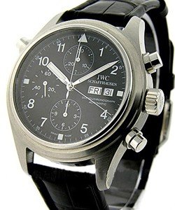 Pilot Doppel Double Chronograph in Steel on Black Alligator Leather Strap with Black Dial