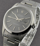 Datejust 36mm in Steel with Smooth Bezel on Oyster Bracelet with Black Tapestry Stick Dial