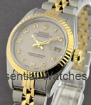 Lady's 2-Tone Datejust in Steel and Yellow Gold Fluted Bezel on Steel and Yellow Gold Jubilee Bracelet with Cream Jubilee Arabic Dial