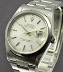 Datejust 36mm in Steel with Smooth Bezel on Oyster Bracelet with Silver Stick Dial