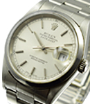 Datejust 36mm in Steel with Smooth Bezel on Oyster Bracelet with Silver Stick Dial