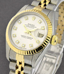 Lady''s 2-Tone Datejust in Steel and Yellow Gold Fluted Bezel on Steel and Yellow Gold Jubilee Bracelet with Silver Diamond Dial