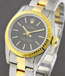 2-Tone Oyster Perpetual No Date Lady's on Steel and Yellow Gold Oyster Bracelet with Black Stick Dial