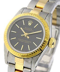 2-Tone Oyster Perpetual No Date Lady's on Steel and Yellow Gold Oyster Bracelet with Black Stick Dial