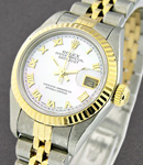 Lady's Datejust 26mm in Steel and Yellow Gold Fluted Bezel on Jubilee Bracelet with MOP Roman Dial