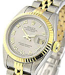 Datejust 26mm in Steel and Yellow Gold Fluted Bezel on Jubilee Bracelet with Silver Roman Dial