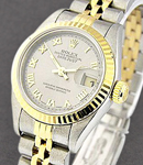 Datejust 26mm in Steel and Yellow Gold Fluted Bezel on Jubilee Bracelet with Silver Roman Dial