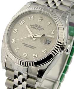 Datejust in Steel with White Gold Fluted Bezel on Steel Jubilee Bracelet with Cream Jubilee Arabic Dial