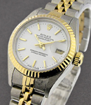 Lady's 2-Tone Datejust in Steel and Yellow Gold Fluted Bezel on Steel and Yellow Gold Jubilee Bracelet with Silver Stick Dial