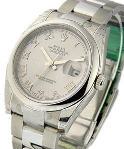 Datejust 36mm in Steel with Domed Bezel on Oyster Bracelet with Rhodium Roman Dial