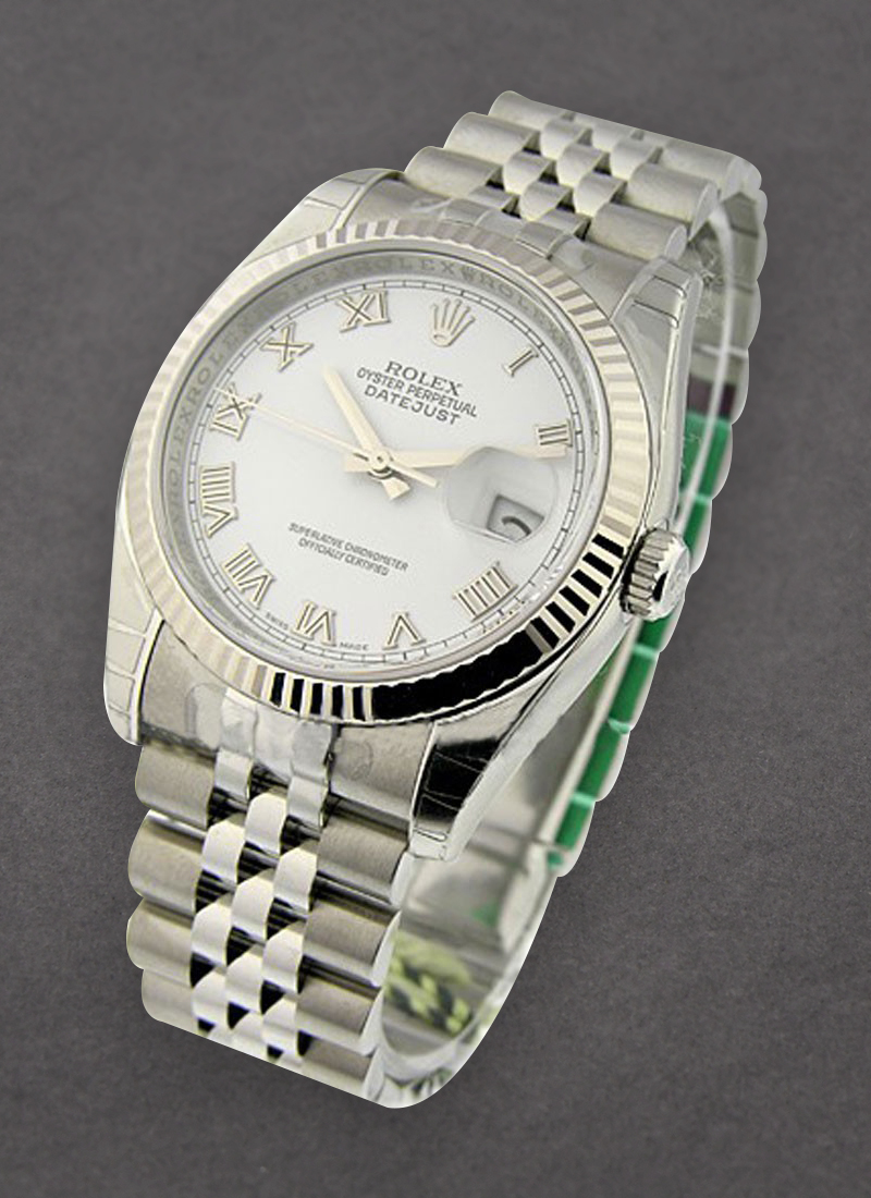 Rolex Unworn Datejust in Steel with White Gold Fluted Bezel