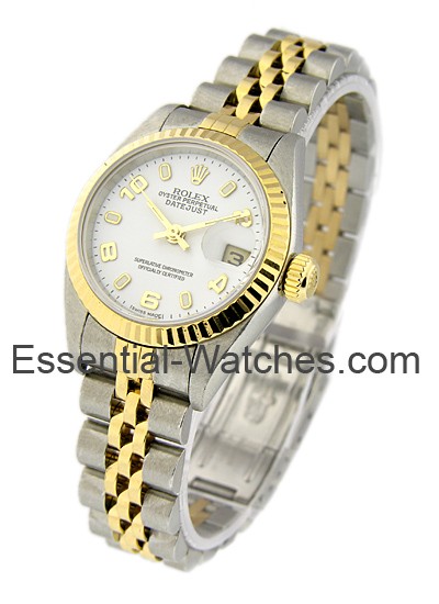 Pre-Owned Rolex Ladies Datejust 26mm in Steel with Yellow Gold Fluted Bezel