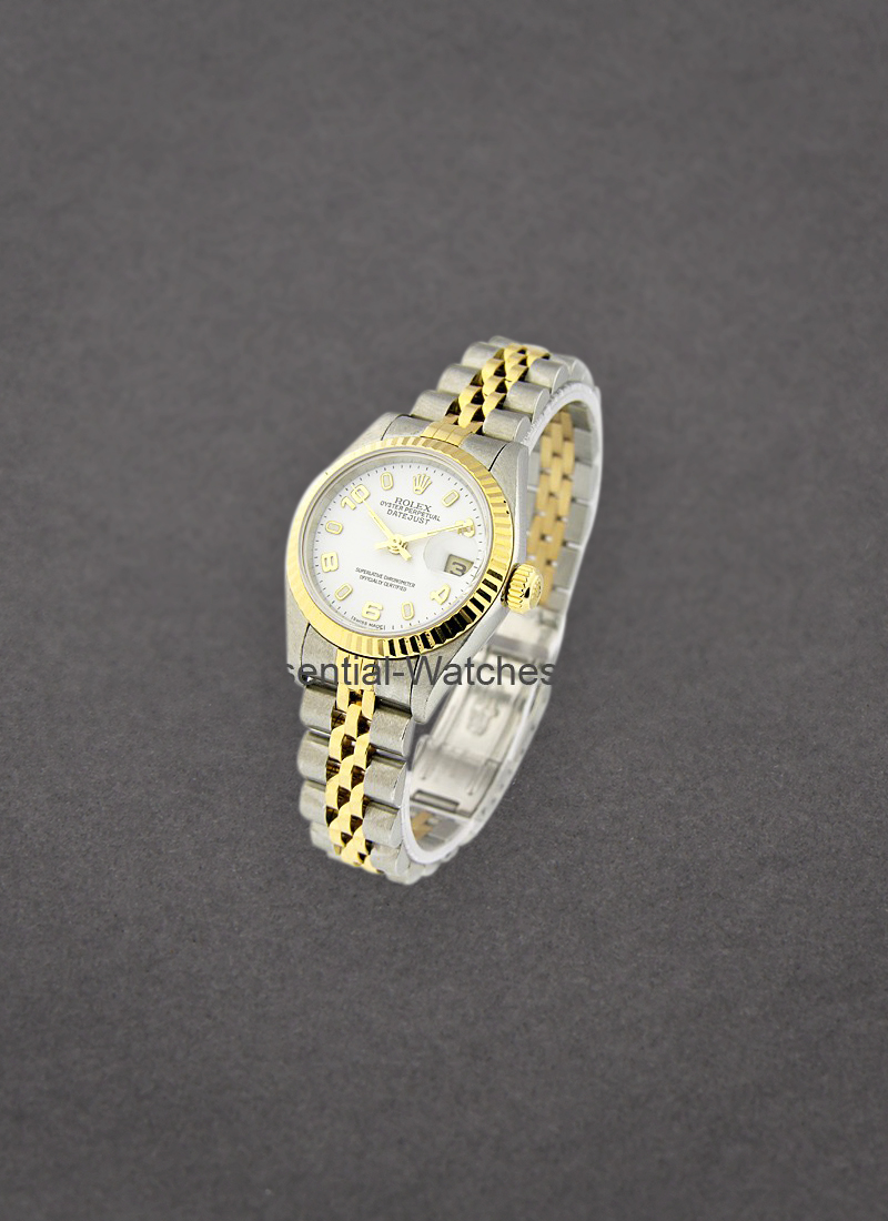 Pre-Owned Rolex Ladies Datejust 26mm in Steel with Yellow Gold Fluted Bezel