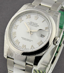 Datejust 36mm in Steel with Domed Bezel on Oyster Bracelet with White Roman Dial