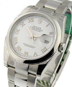 Datejust 36mm in Steel with Domed Bezel on Oyster Bracelet with White Roman Dial