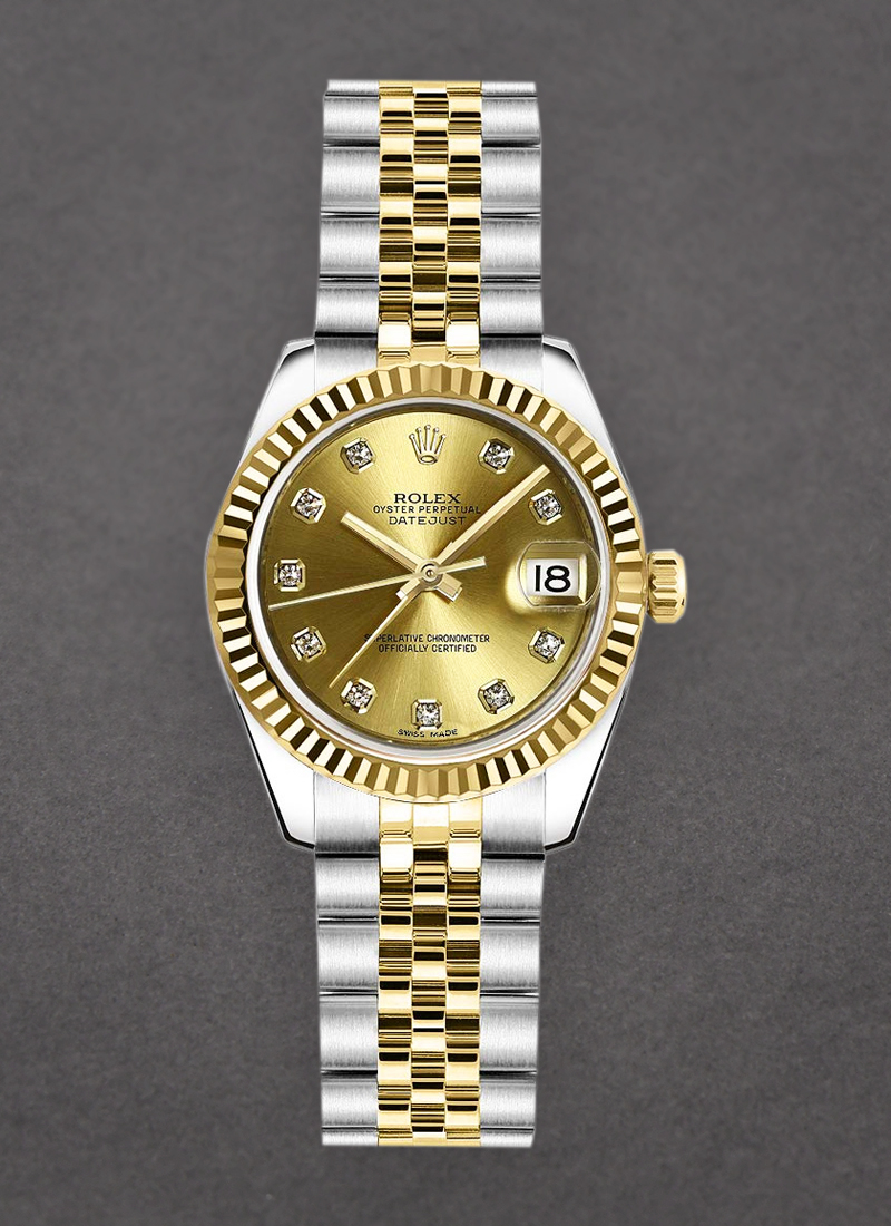 Pre-Owned Rolex Datejust Lady's in Steel with Yellow Gold Fluted Bezel