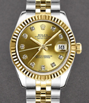 Datejust Lady's in Steel with Yellow Gold Fluted Bezel on Jubilee Bracelet with Champagne Diamond Dial