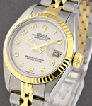 Lady's 2-Tone Datejust in Steel and Yellow Gold Fluted Bezel on Steel and Yellow Gold Jubilee Bracelet with Cream Jubilee Arabic Dial